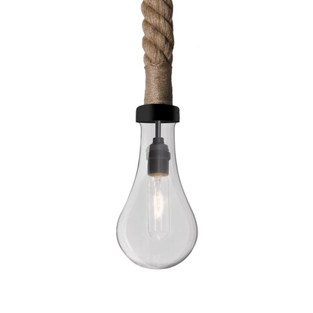 Besa Lighting Dash Rope Pendant, Clear, Black Finish, 1x40W Incandescent 1JT-DASHCL-BK